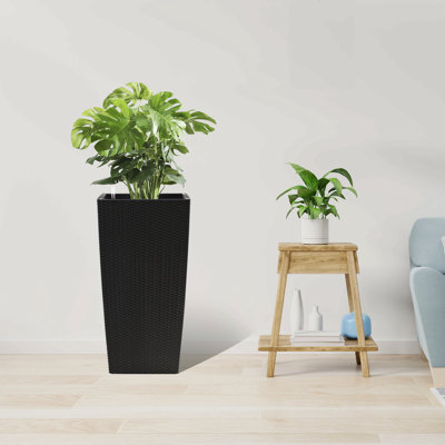 Grand pot à fleurs de 30 po de hauteur avec trous de drainage auto-arrosants et plateaux intérieurs Pot de fleurs intérieur avec trous de drainage, moniteur de niveau d'eau, seau intérieur pour jardin, patio, porche, cour arrière
