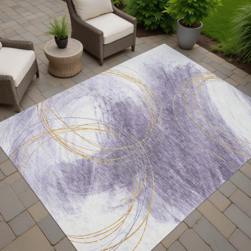 Machine Washable Indoor/Outdoor Lanphear ACN2396 Abstract Rug, Rectangle 5' x 7'6"