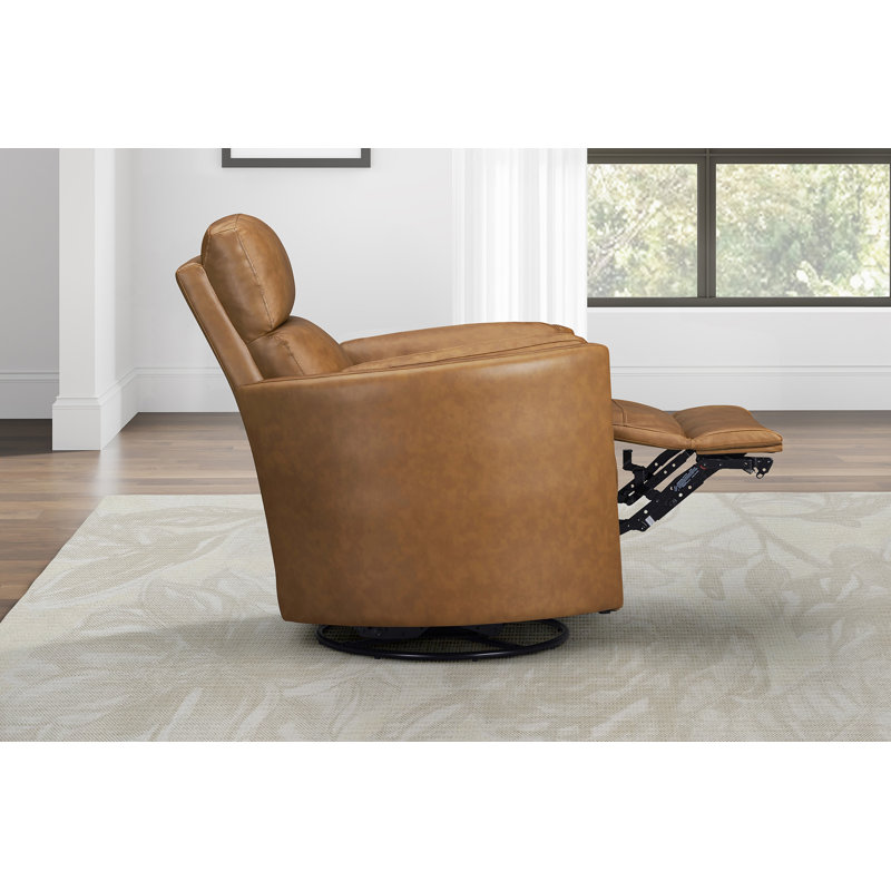 Fauteuil inclinable et oscillant électrique, Cuir fleur rétro rétro caramel