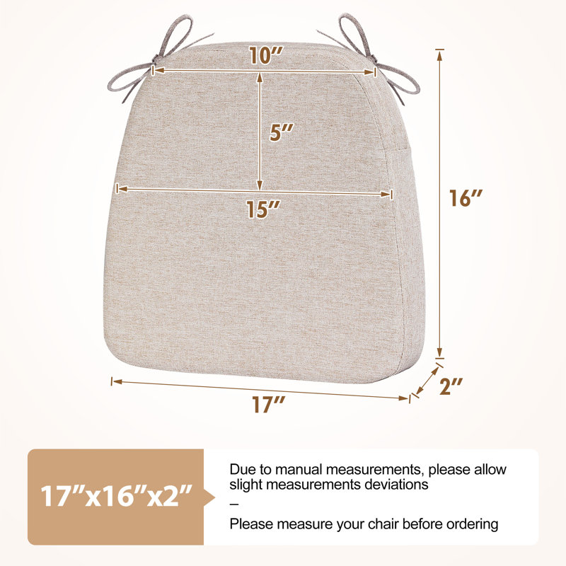 17" x 16" x 2" Indoor D-shaped Kitchen Dining Chair Seat Cushion, 2, Peach Tan