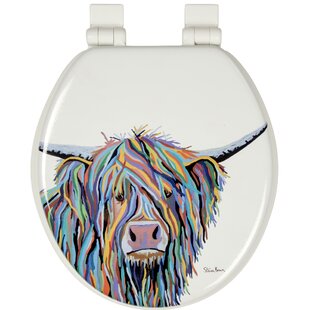 Angus McCoo Art By Steven Brown, Stick Tight Round Toilet Seat with Soft Close and Quick Release