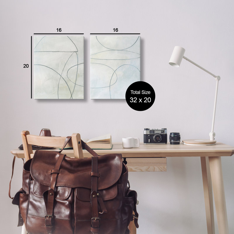"Simple Abstract Abstract Shape", ensemble de 2 toiles sur toile par Victoria Barnes, H 20 po x l 16 po