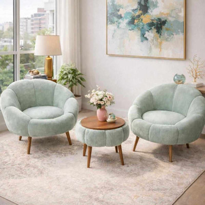 Ensemble de fauteuil à oreilles et table basse (3 pièces)
