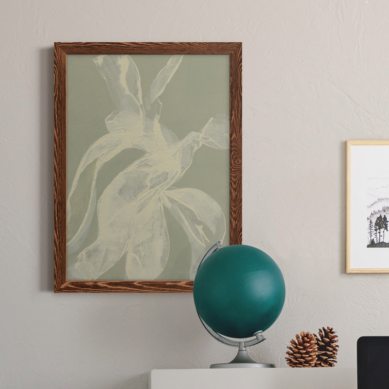 White Ribbon on Celadon I - Peinture sur toile encadrée, H 20 po x l 17 po x P 1 po, Érable