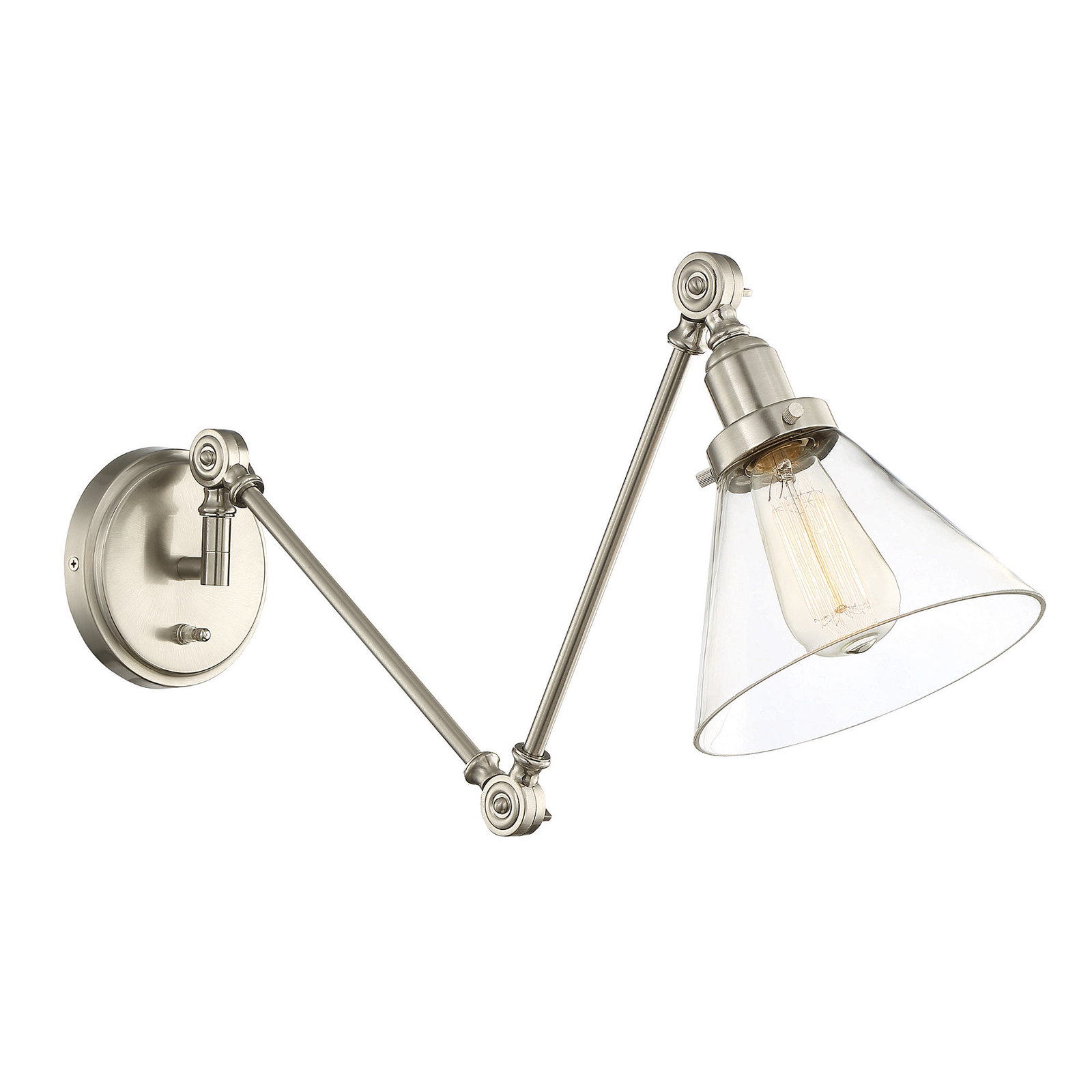 Catalina Single Light Swing Arm Sconce, Satin Nickel