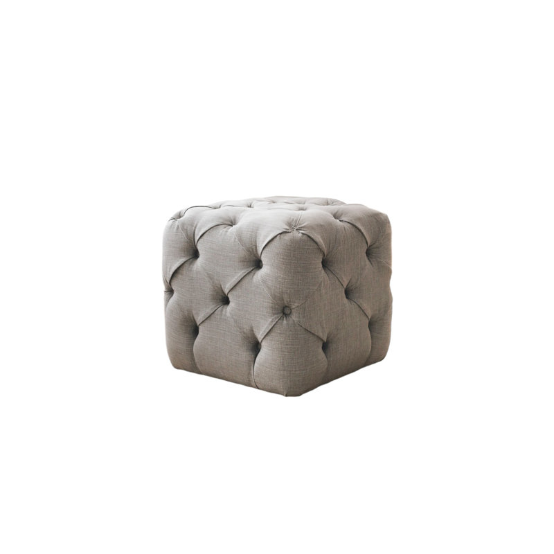 Stylish Grey Pouffe, 18.9 x 18.9 x 18.9 Inches | 100% Wooden Frame, Soft Linen Fabric | Versatile Seating & Decor for Living Room, Bedroom, and Office | Perfect for Cozy Spaces and Modern Design
