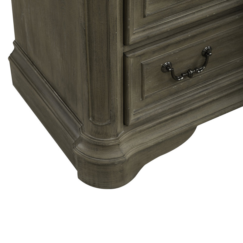 Colchester King Upholstered Bed, Dresser & Mirror, Chest Bedroom Set, King, Brown