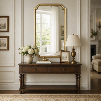 Gold Scalloped Wood Wall Mirror