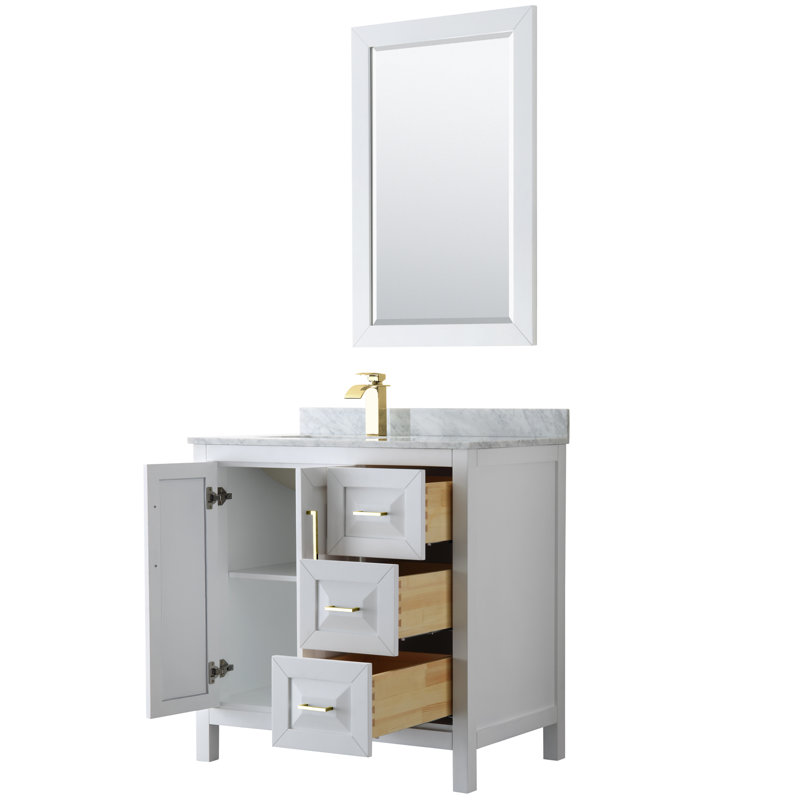 Daria 36'' W Single Vanity, White/Gold