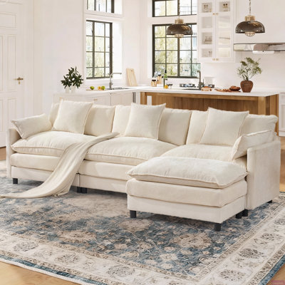 Bodhild  107.5" Chenille Fabric Modular Sofa - Multi-Functional Design for Relaxation, Family Leisure & Reading, Flexible Fit for Any Home Layout