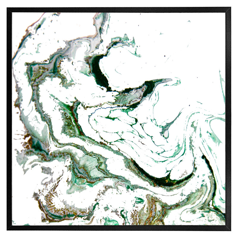 Aslyn Green Marble - Single Picture Frame Print, 31cm H x 31cm W x 4cm D, Black Framed