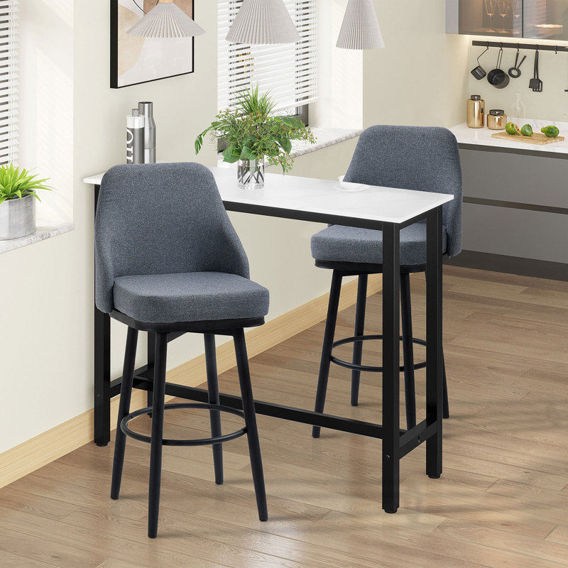 Tabouret de bar rotatif 29,5 po Annaleya, Gris foncé