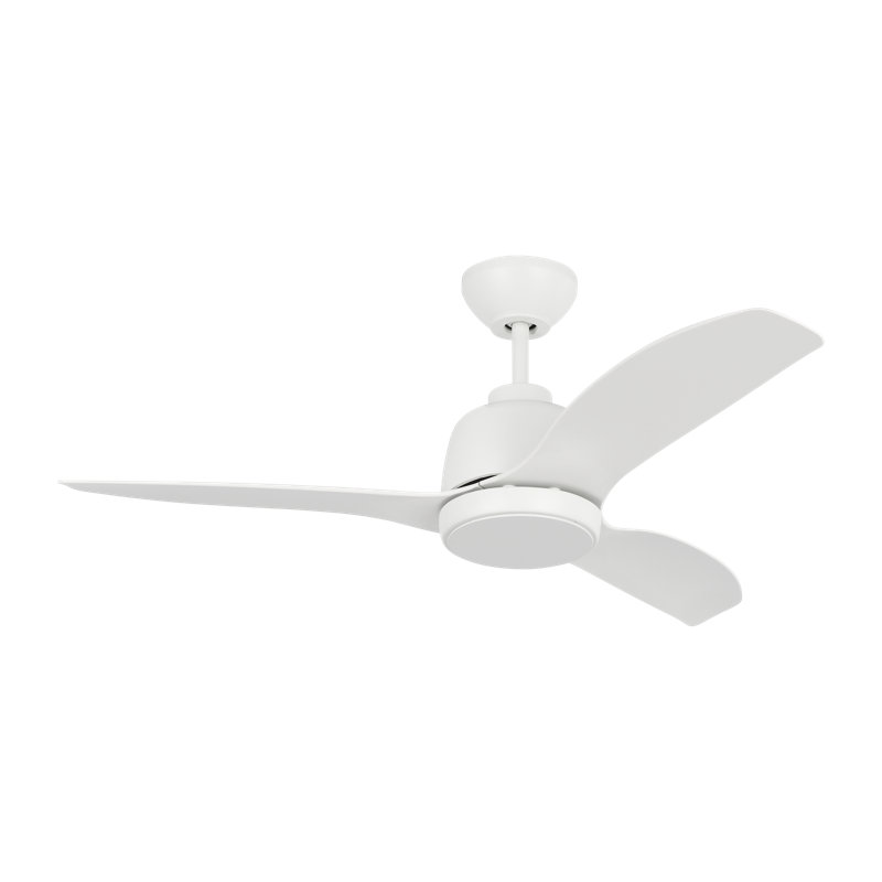 LED Downrod Ceiling Fan, 12.18" H x 44" W x 44" D, White, White