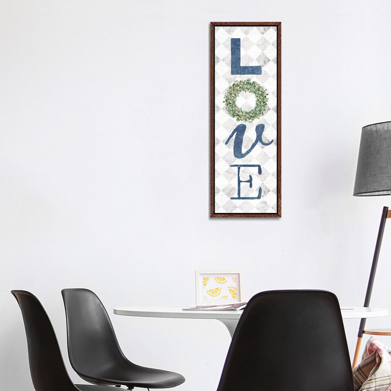 Love With Eucalyptus Wreath II by Marla Rae - Panoramic Print on Canvas, 121.92 cm H x 40.64 cm W, Brown Floater Frame