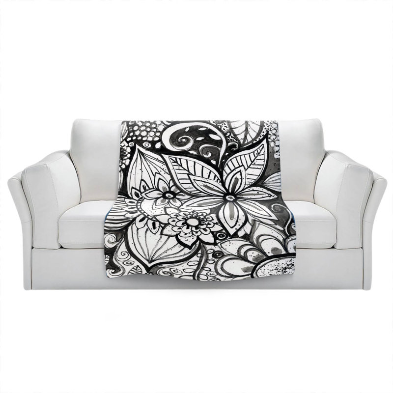 Jeté / motif floral, l 68 po x L 80 po