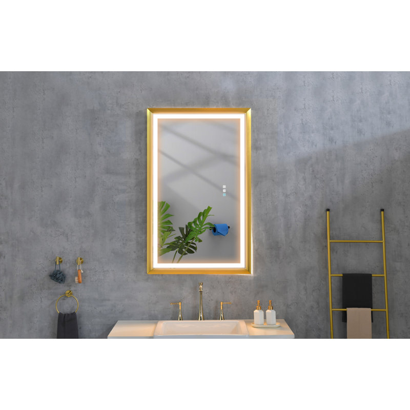 42 In. W X24 In. H Oversized Rectangular Framed LED Mirror Anti-Fog Dimmable Wall Mount Bathroom Vanity Mirror