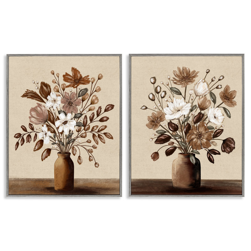 Ensemble de 2 giclées encadrées Moka Bouquet Vases, design par Kristen Dalpiaz, H 30 po x l 48 po