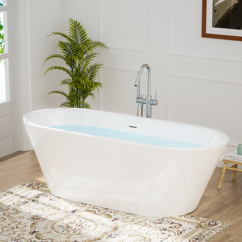 67" X 30" Freestanding Soaking Acrylic Bathtub