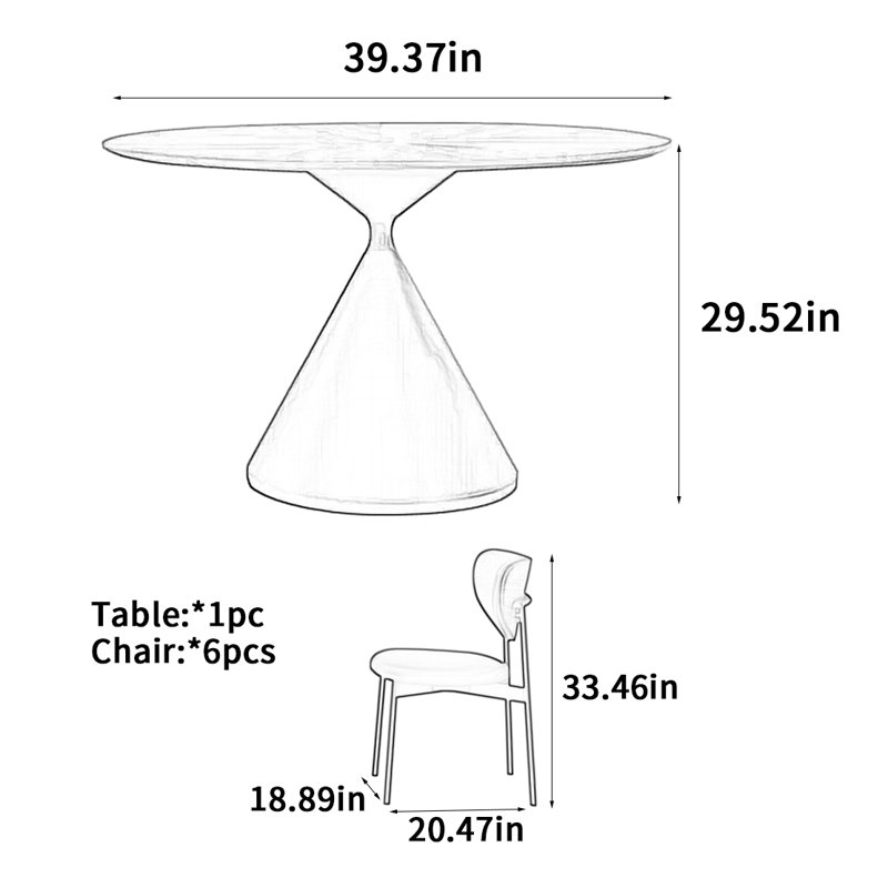 Table ronde en bois massif French French, H 29,52 po x L 39,37 po x l 39,37 po