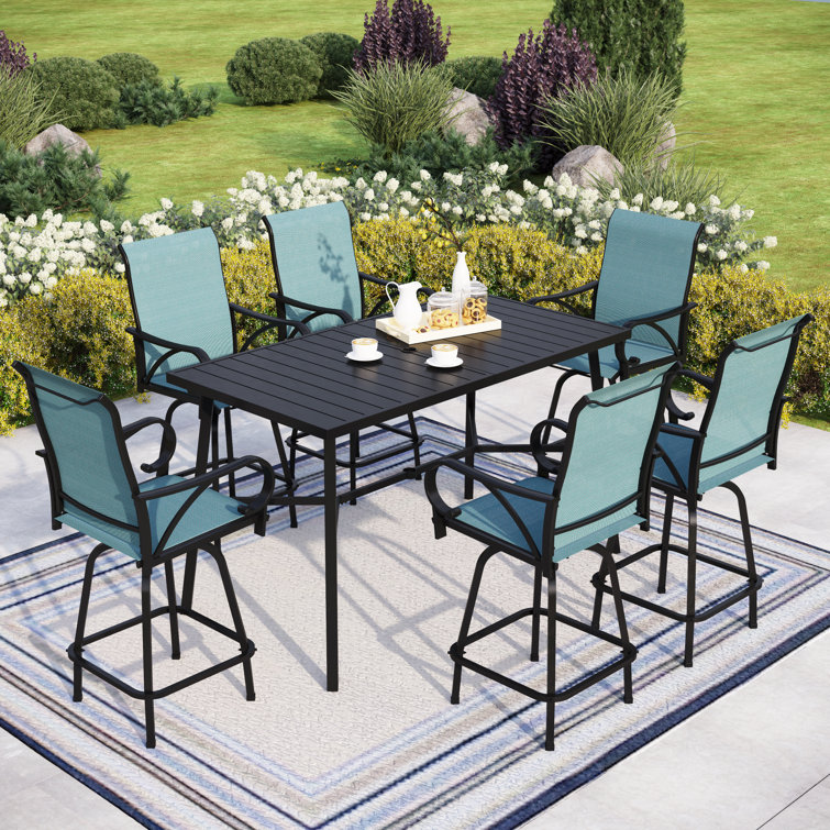 Alyne 6 - Person Metal Patio Dining Set with Rectangular Table