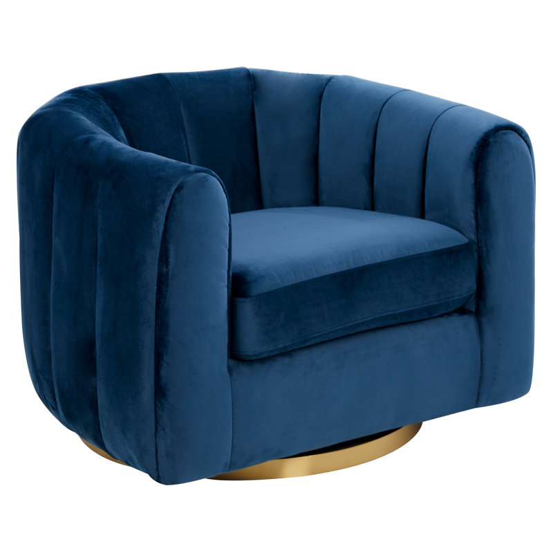 Mercer41 Corjan Wide Tufted Velvet Swivel Barrel Chair