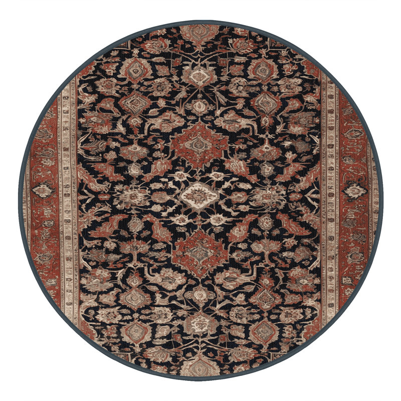 Tapis brun lavable à la machine, Rond 8 pi