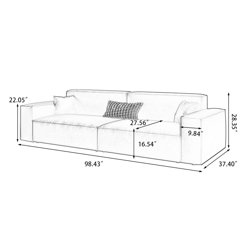 Canapé modulaire brun en cuir véritable, H 28,35 po x l 98,43 po x P 37,4 po, 3, Brun