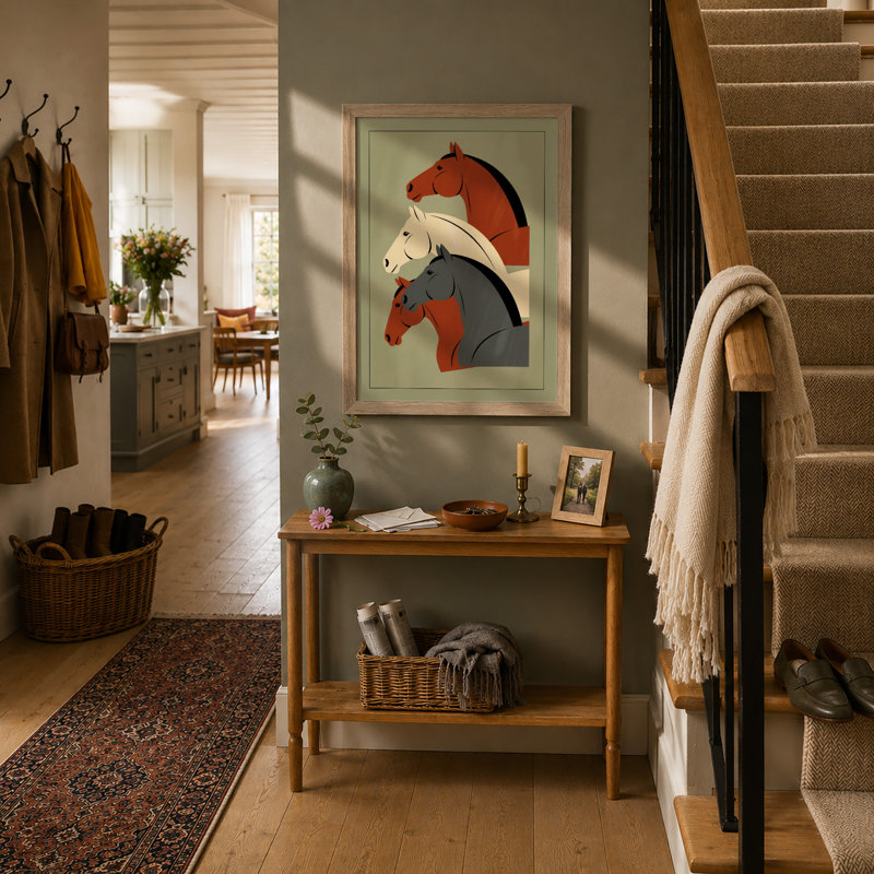 Three Horse Heads Boho - Print, A4 - 29.7 x 21.0 cm, Oak