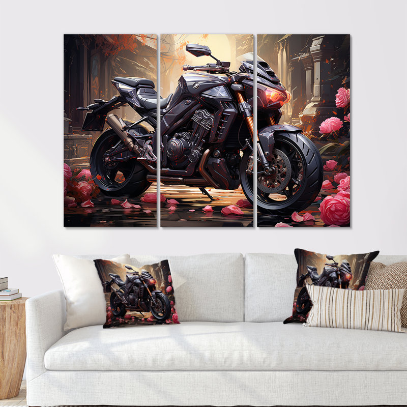 Fastest Bike Harmony - Ensemble de décoration murale moto, Toile tendue, H 32 po x l 48 po x P 1 po