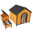 Grande niche pour chien en bois avec porte - tablettes d'entrée pour l'eau de pluie