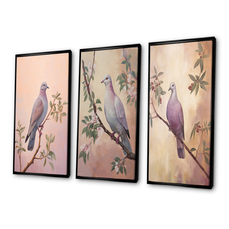 Ensemble de 4 décorations murales Dove, Cadre flottant noir, H 32 po x l 48 po