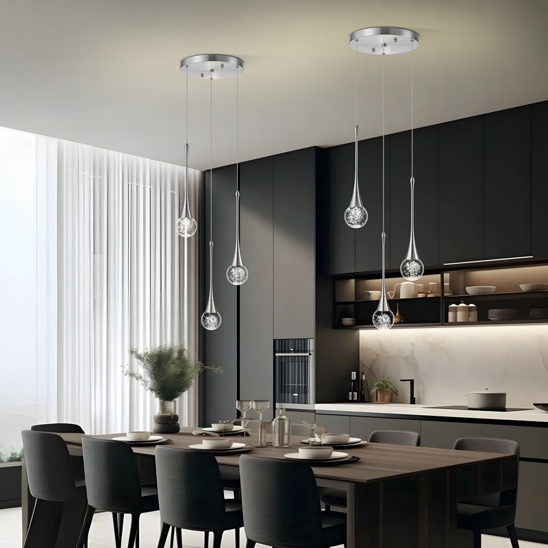 Luminaire suspendu grappe 3 lumières DEL 4500K, Nickel