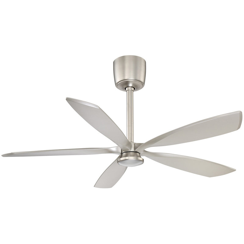 Ventilateur de plafond à DEL en nickel satiné PHANTOM 54: 5 pales, moteur à courant continu, télécommande, 6 vitesses, élégant et efficace