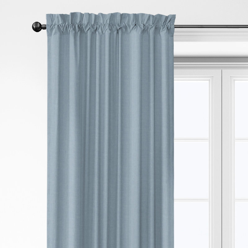 Shay Solid Cornflower Cotton Rod Pocket Drapery Panel Set of 2, 50" W x 204" L