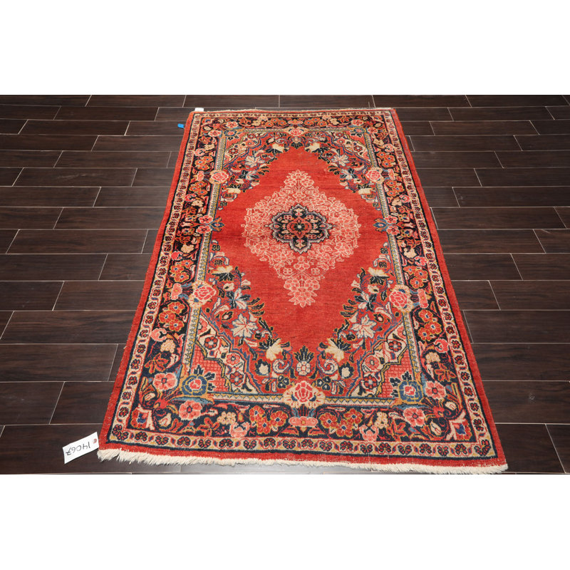 Tapis unique en laine noué à la main rouille / gris anthracite 4 pi 3 po x 6 pi 6 po Johnanthony