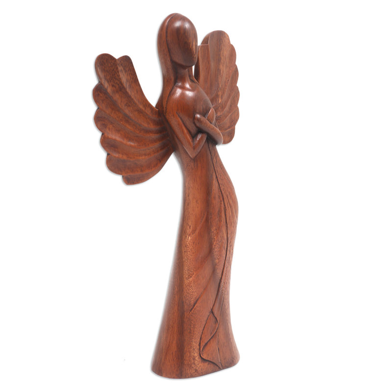 Novica Handmade Angel Of Warmth Wood Sculpture