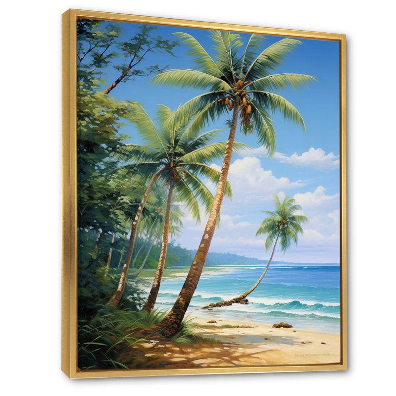 «Padowski Palm Trees Palms II», reproduction d'art sur toile, H 20 po x l 12 po x P 1 po, Cadre flottant doré