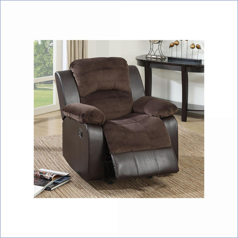 Fauteuil inclinable et oscillant oscillant, suède rembourré chocolat | Contemporain | Suède