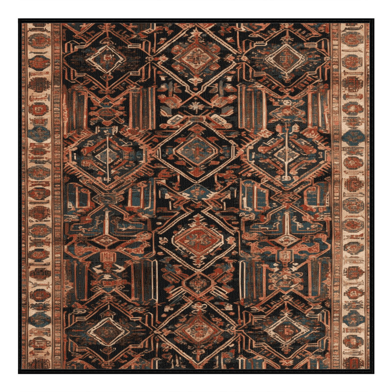 Tapis art déco brun lavable à la machine