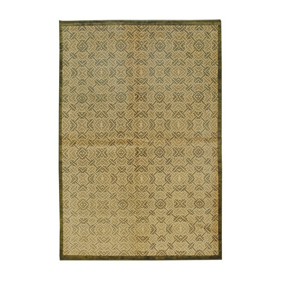 Tapis noir sophistiqué en laine noué à la main de style transitionnel Nadia