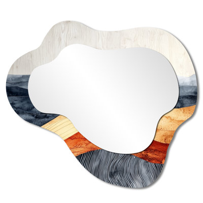 Sahara Landscape Amber River Colors I - Desert Cloud Decorative Wall Mirror, Global Vanity Mirror, Printed on Metal