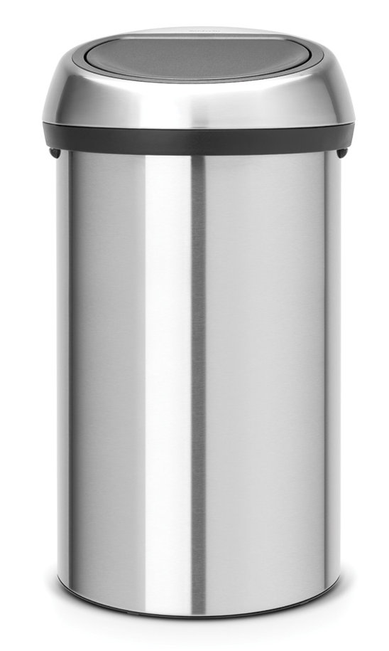 Brabantia 16gal Touch Top Trash Can, Matte Steel Fingerprint Proof