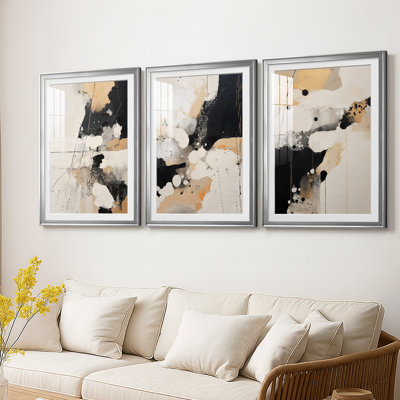 ABSTRACT Series DV III - Impression encadrée de qualité supérieure sur mesure mat - 3 pièces