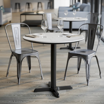 Round Commercial Seamless Surface Tabletop with Table Height Crisscross Base