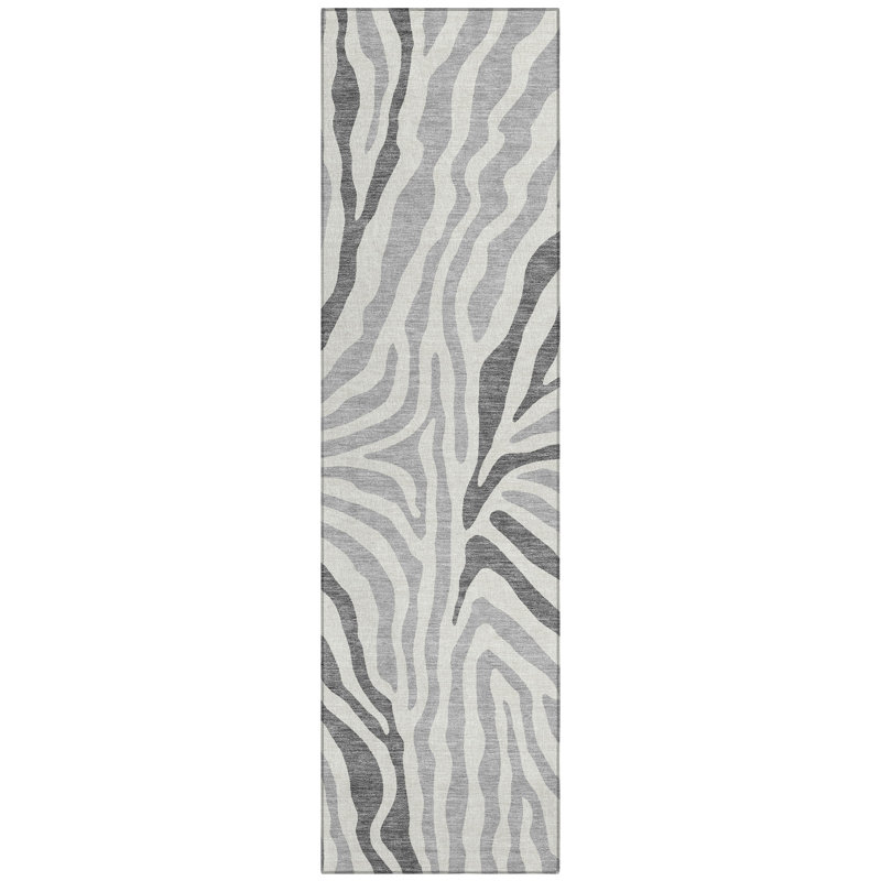 Machine Washable Indoor/Outdoor Chantille ACN2523 Animal Rug, Gray, Runner 2'3" x 7'6"