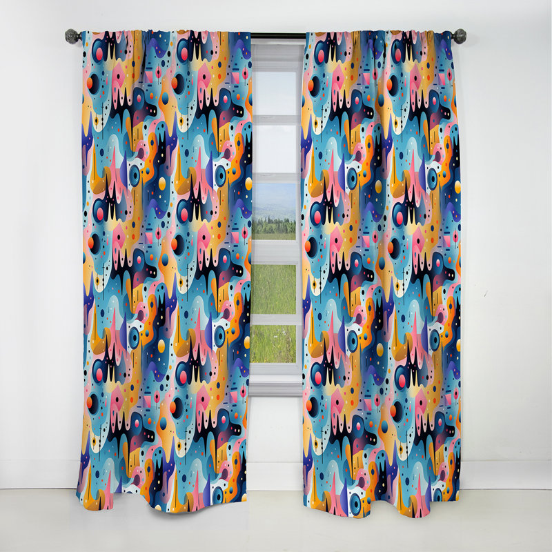 Multicolore motif géométrique frais et génial I - rideau occultant abstrait - 1 panneaux, L 52 po x L 95 po