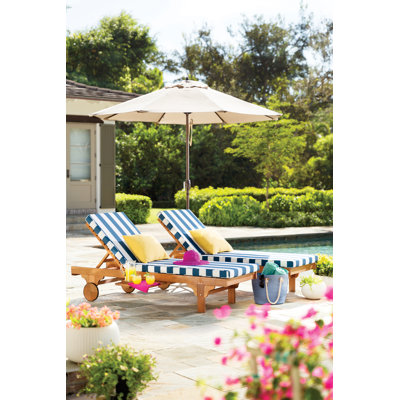 Alvah 78.75" Long Reclining Eucalyptus Single Chaise with Cushions by Sol 72 Outdoor
