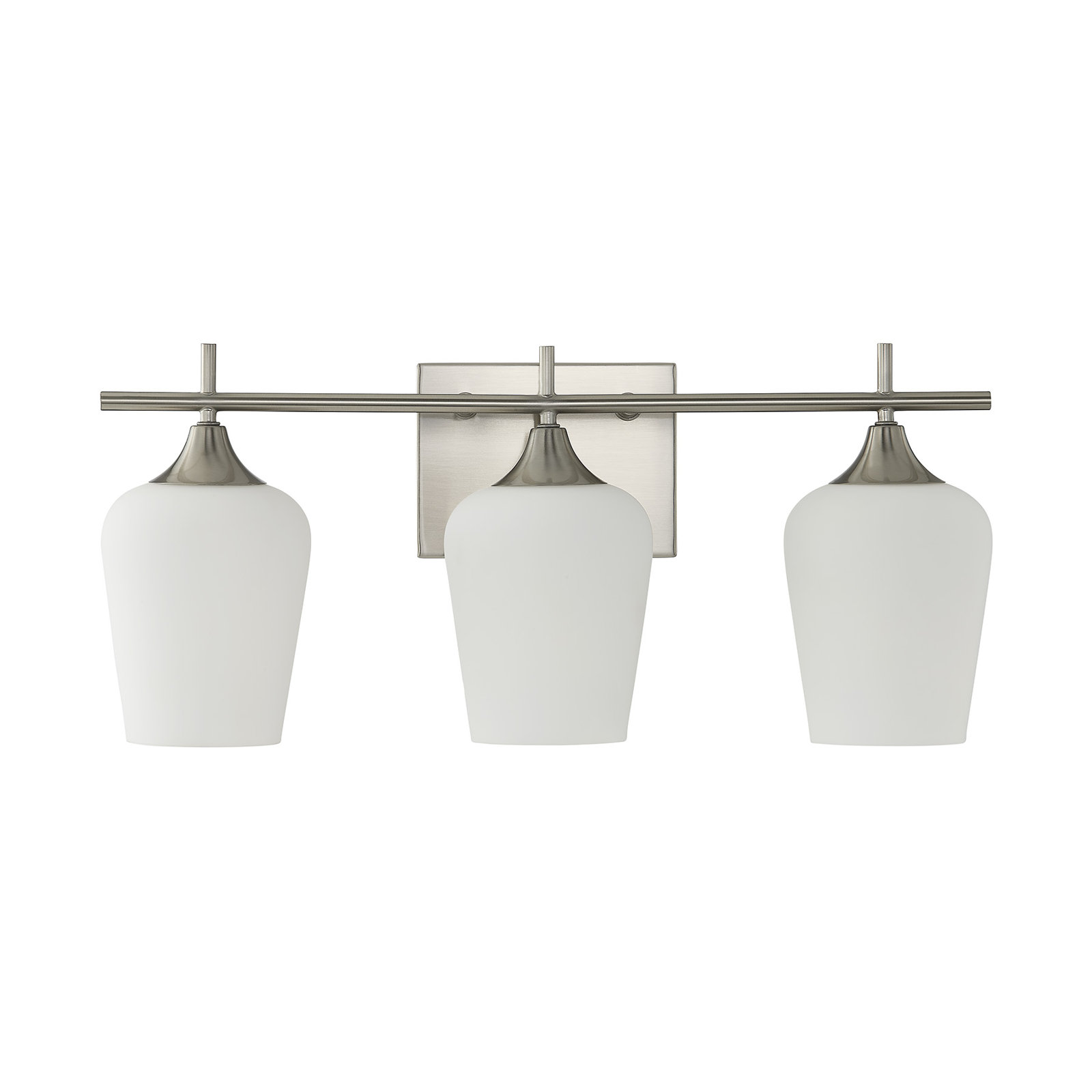 Breena 3-Light Dimmable Vanity Light, White, Satin Nickel