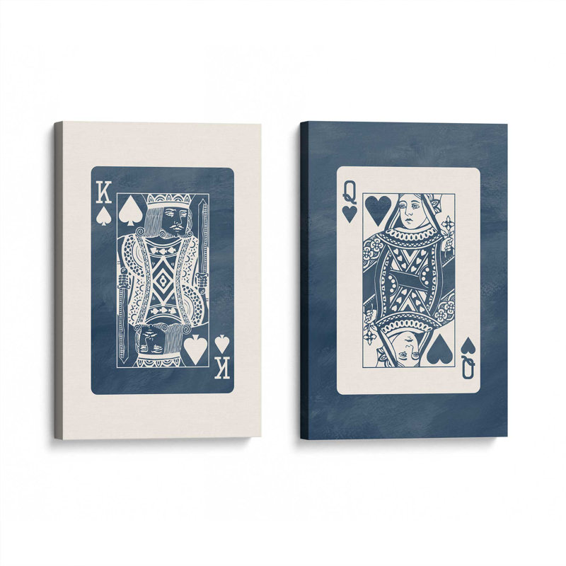 Ensemble de 2 cartes pour le roi et le grand bleu marine, H 13 po x l 40 po, Toile tendue