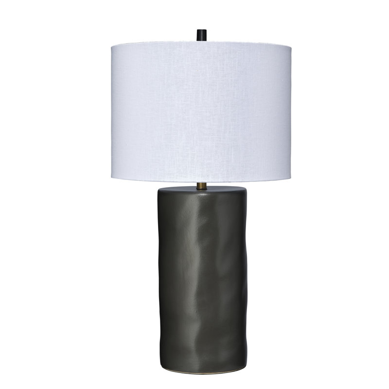 Adjustable Charcoal Ceramic Table Lamp with White Linen Shade
